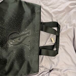 Embellished Black VS Tote Bag with Sparkle Logo